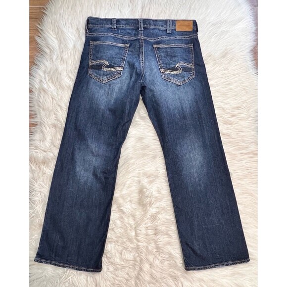 Silver Jeans Men’s Zac 38x32 (40x31) Dark Blue Denim Relaxed Bootcut Jeans - Picture 8 of 8